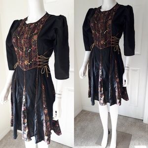 Vintage Boho Gypsy Corset Flower Dress